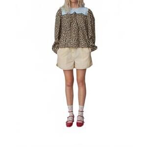 NEW STELLA NOVA long puff sleeve blouse in leopard